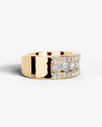 Lab Grown Diamond Round Brilliant Cut Triple Row Pavé Wedding Band Ring