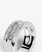 Lab Grown Diamond Cushion Cut Triple Row Pavé Wedding Band Ring