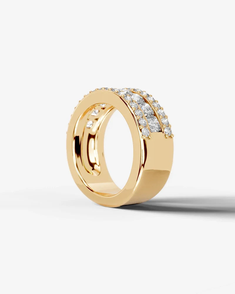 Lab Grown Diamond Cushion Cut Triple Row Pavé Wedding Band Ring