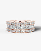 Lab Grown Diamond Cushion Cut Triple Row Pavé Wedding Band Ring