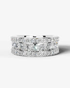 Lab Grown Diamond Cushion Cut Triple Row Pavé Wedding Band Ring