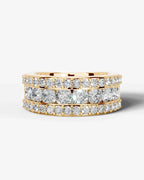Lab Grown Diamond Cushion Cut Triple Row Pavé Wedding Band Ring