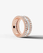 Lab Grown Diamond Baguette Cut Triple Row Eternity Wedding Band Ring