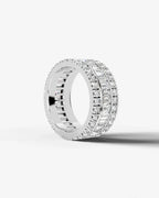 Lab Grown Diamond Baguette Cut Triple Row Eternity Wedding Band Ring