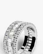 Lab Grown Diamond Baguette Cut Triple Row Eternity Wedding Band Ring