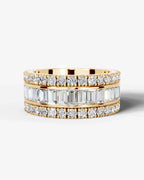 Lab Grown Diamond Baguette Cut Triple Row Eternity Wedding Band Ring
