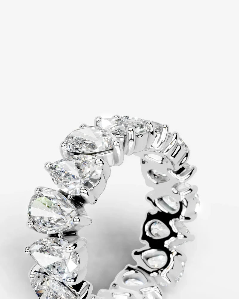 Lab Grown Diamond Alternating Pear Cut Eternity Wedding Band Ring