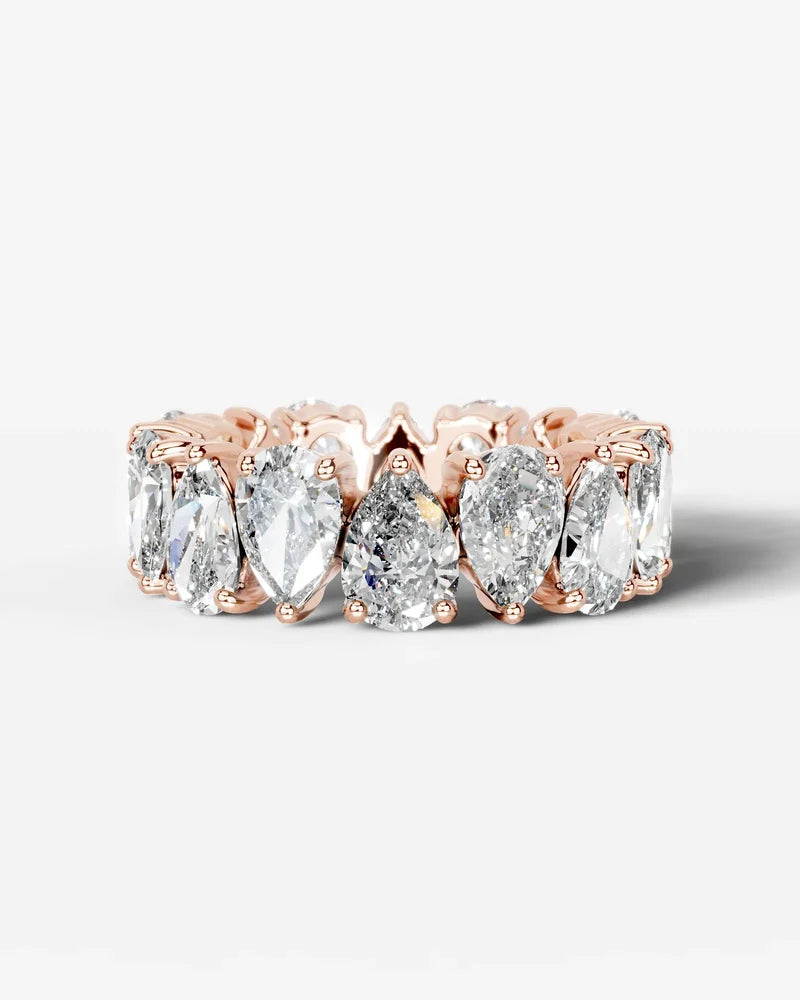 Lab Grown Diamond Alternating Pear Cut Eternity Wedding Band Ring