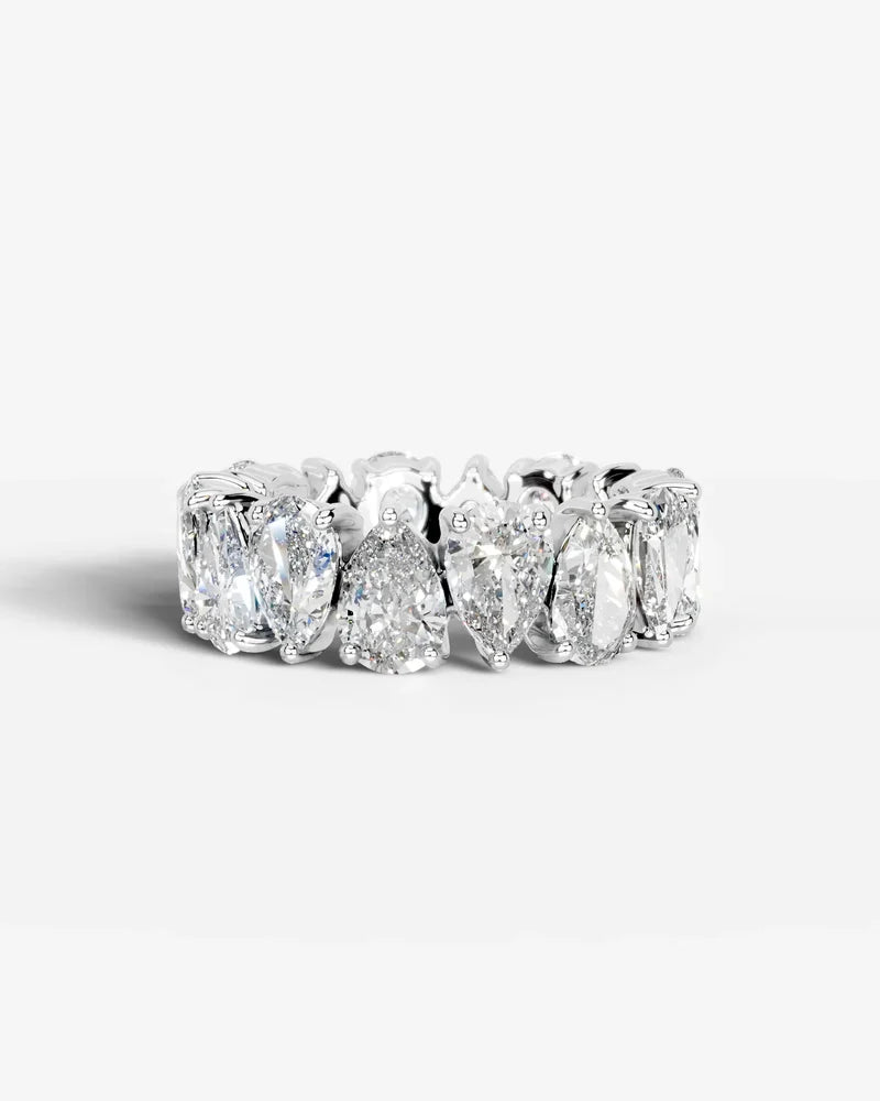 Lab Grown Diamond Alternating Pear Cut Eternity Wedding Band Ring