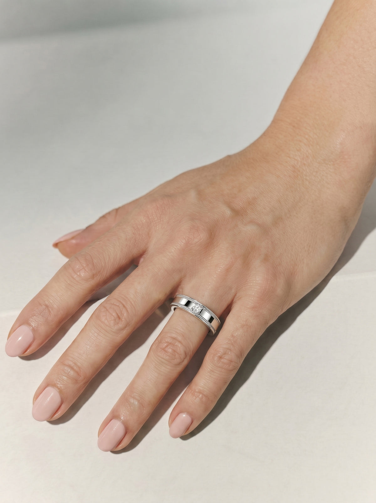 Lab Grown Diamond Classic Bezel Accent Band Ring