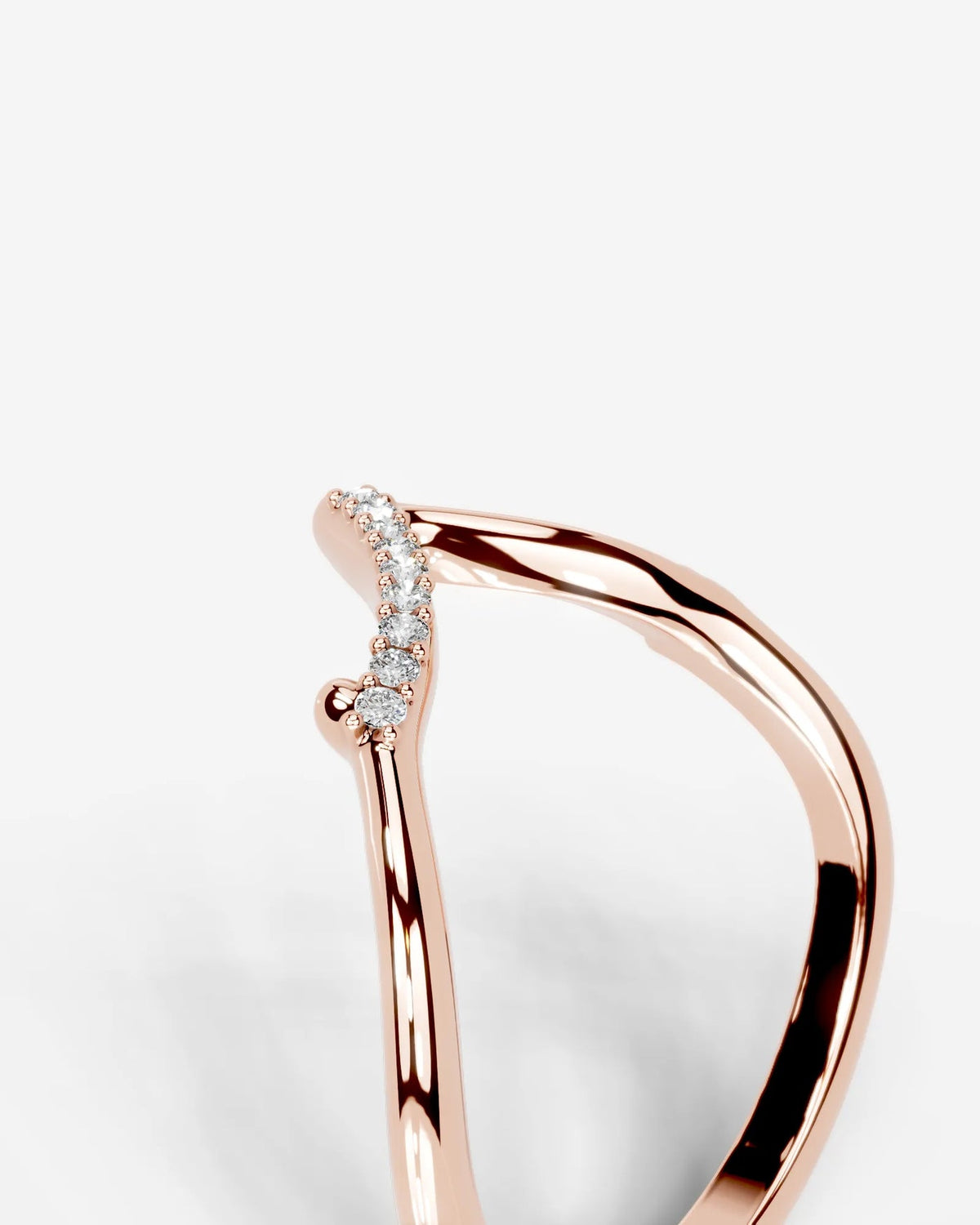 Lab Grown Diamond Curved V-Shaped Pavé Accent Band Ring