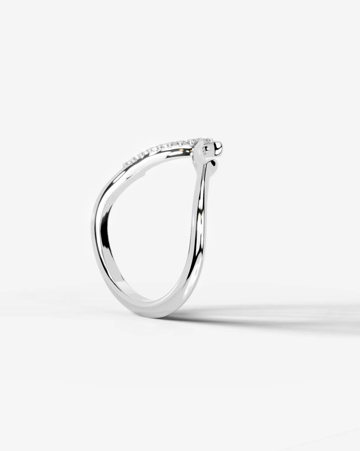 Lab Grown Diamond Curved V-Shaped Pavé Accent Band Ring