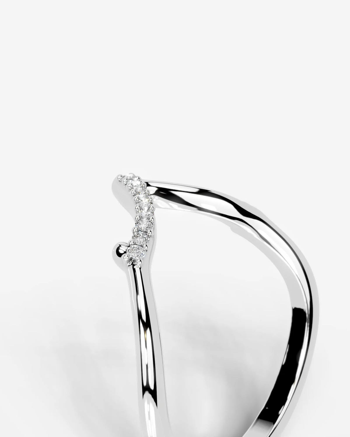 Lab Grown Diamond Curved V-Shaped Pavé Accent Band Ring