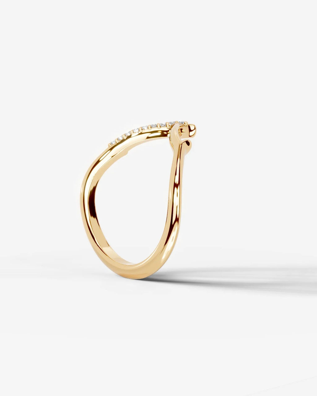 Lab Grown Diamond Curved V-Shaped Pavé Accent Band Ring