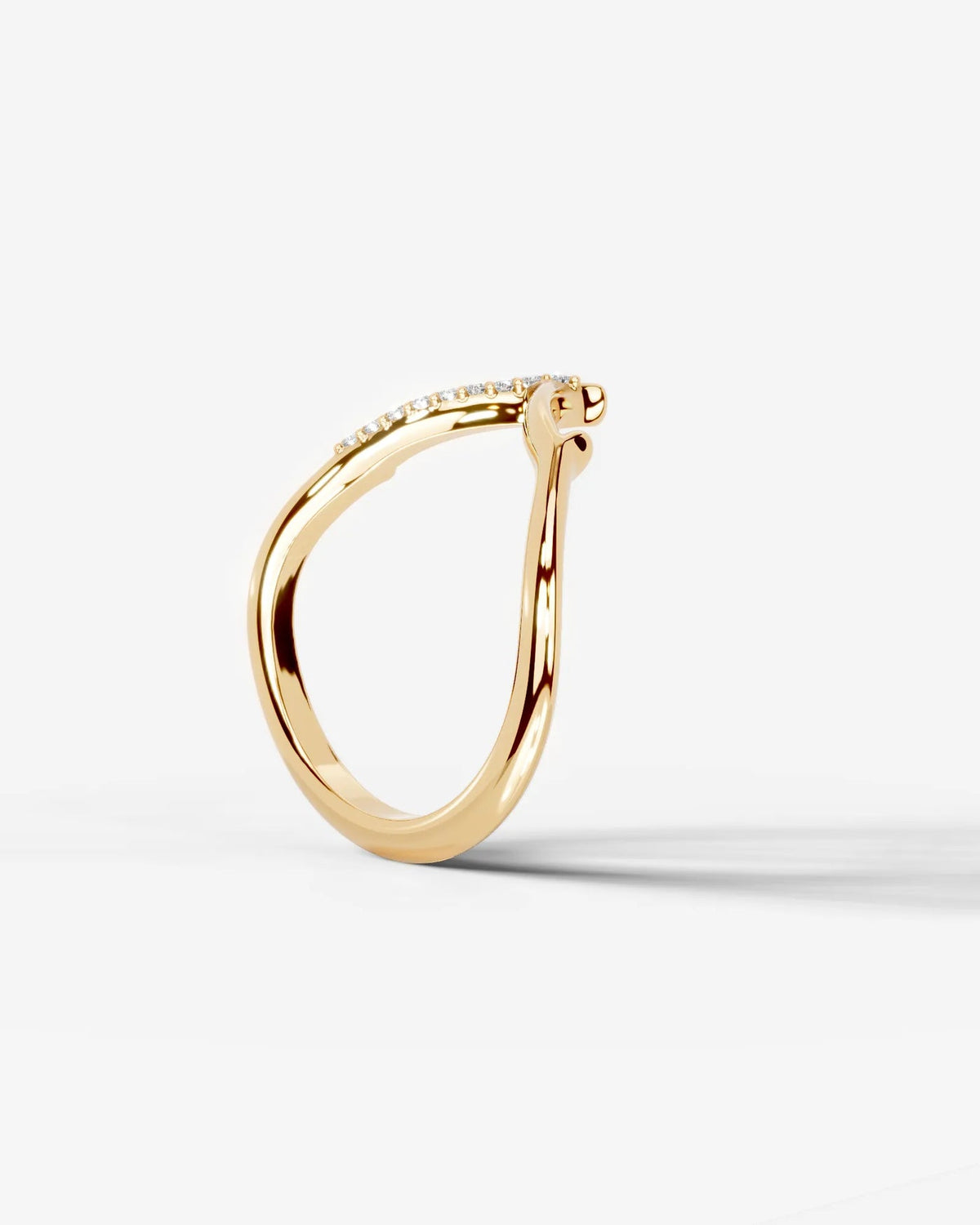 Lab Grown Diamond Curved V-Shaped Pavé Accent Band Ring