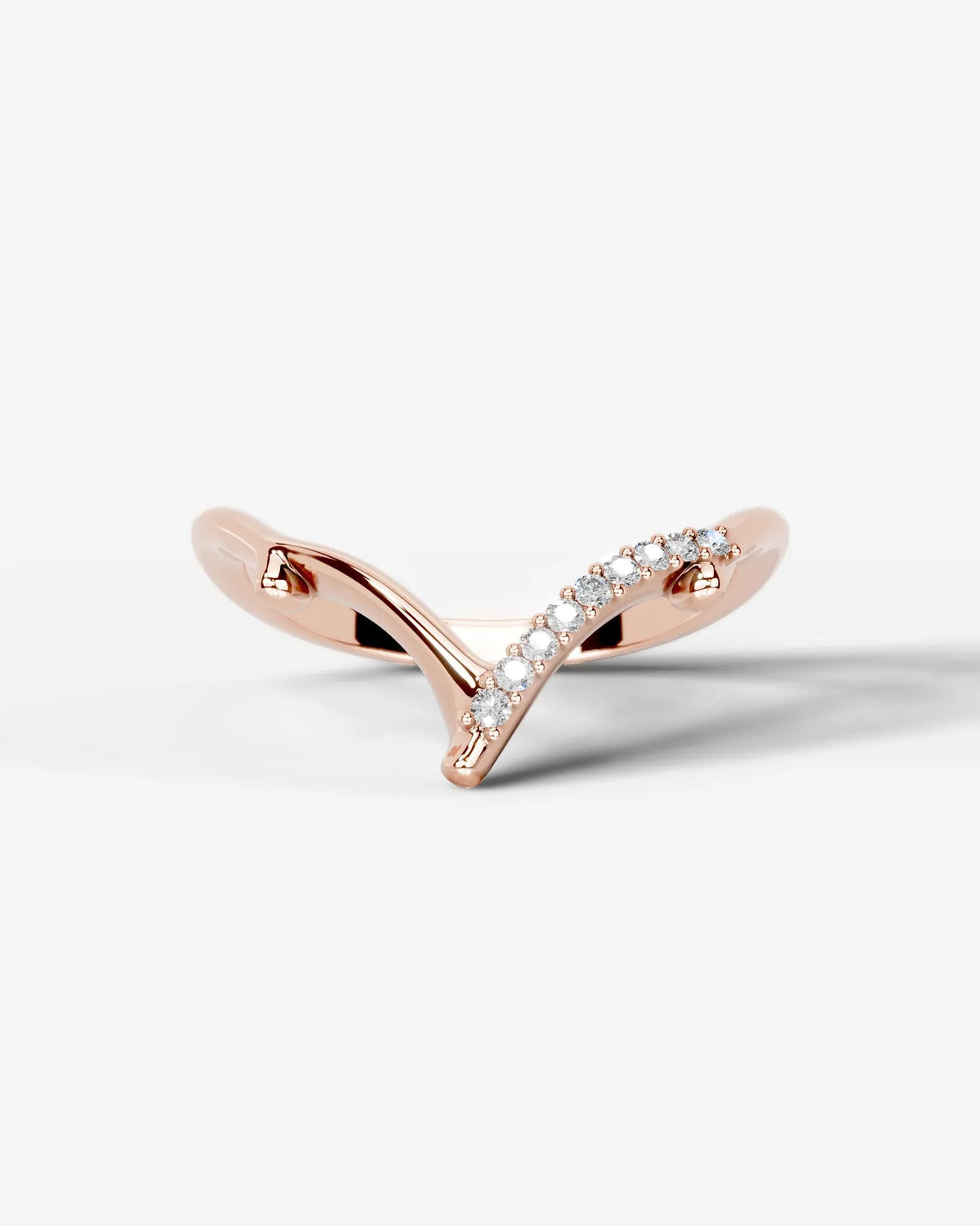 Lab Grown Diamond Curved V-Shaped Pavé Accent Band Ring