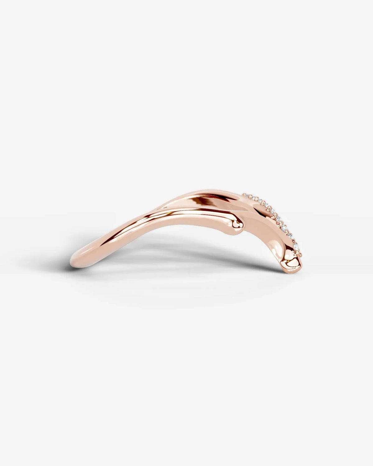 Lab Grown Diamond Curved V-Shaped Pavé Accent Band Ring