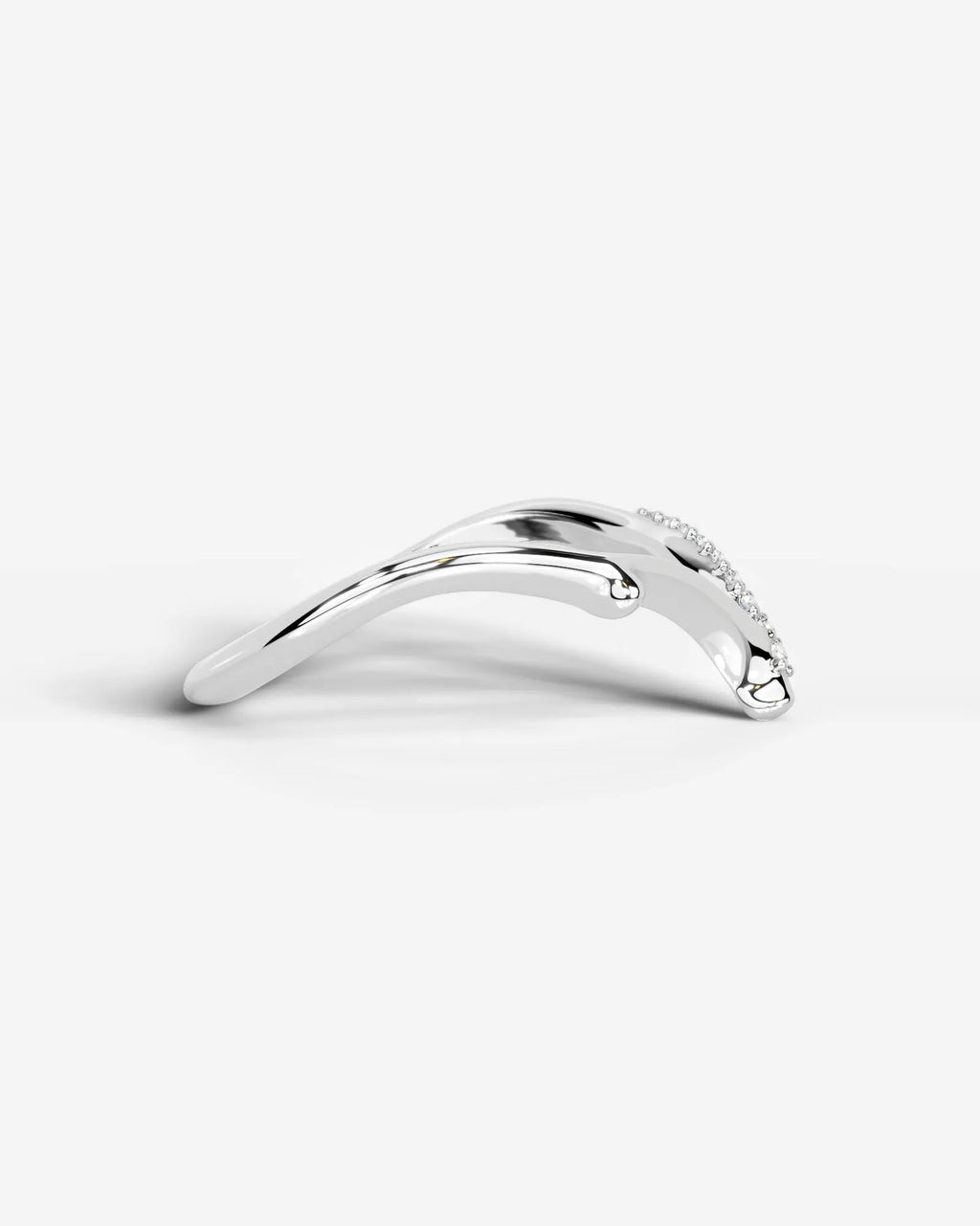 Lab Grown Diamond Curved V-Shaped Pavé Accent Band Ring