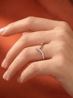 Lab Grown Diamond Curved V-Shaped Pavé Accent Band Ring