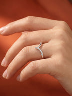 Lab Grown Diamond Curved V-Shaped Pavé Accent Band Ring