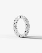 Lab Grown Diamond Asscher Cut Bezel Eternity Wedding Band Ring