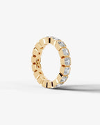 Lab Grown Diamond Asscher Cut Bezel Eternity Wedding Band Ring