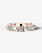 Lab Grown Diamond Asscher Cut Bezel Eternity Wedding Band Ring