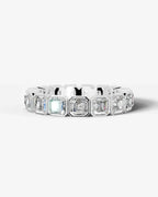 Lab Grown Diamond Asscher Cut Bezel Eternity Wedding Band Ring