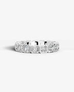 Lab Grown Diamond Asscher Cut Bezel Eternity Wedding Band Ring