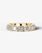 Lab Grown Diamond Asscher Cut Bezel Eternity Wedding Band Ring