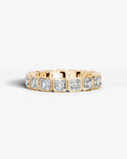 Lab Grown Diamond Asscher Cut Bezel Eternity Wedding Band Ring