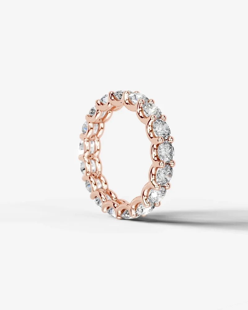 Lab Grown Diamond Round Cut Shared Prong Eternity Wedding Band Ring
