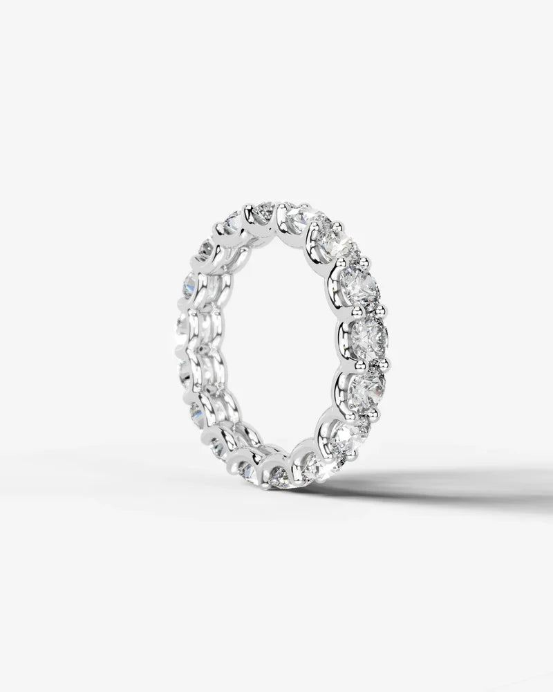 Lab Grown Diamond Round Cut Shared Prong Eternity Wedding Band Ring