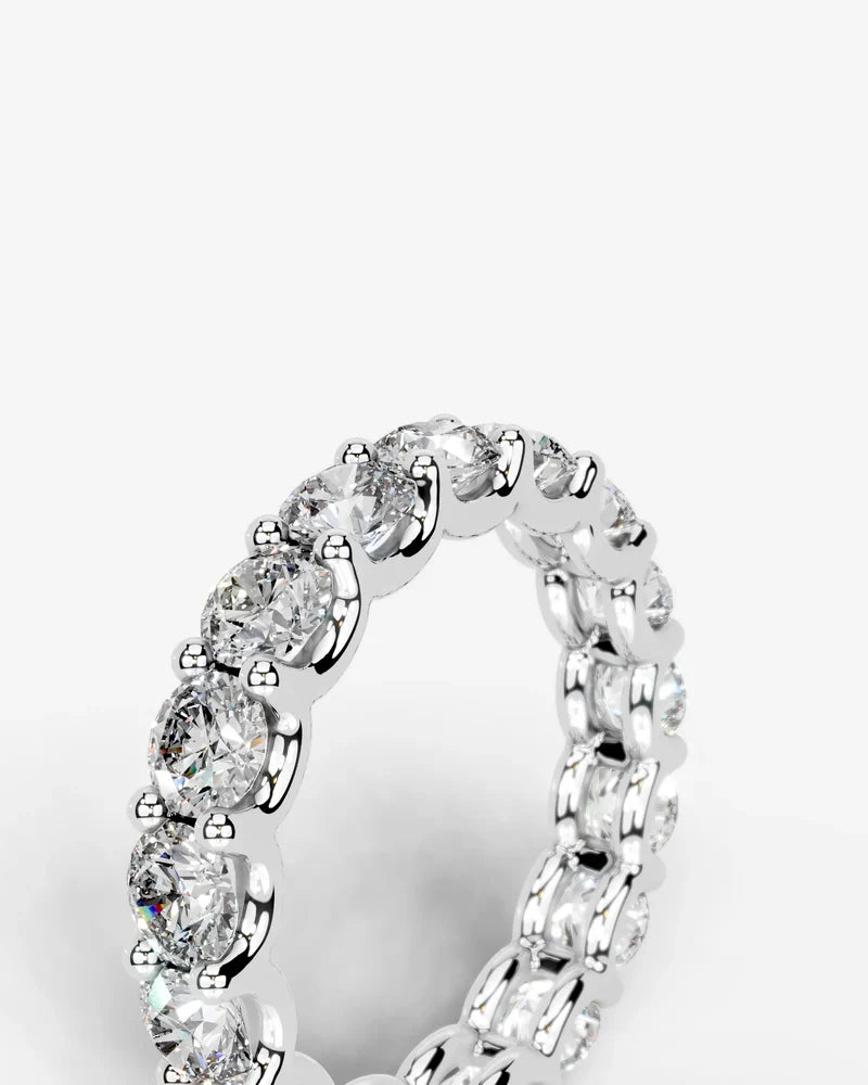 Lab Grown Diamond Round Cut Shared Prong Eternity Wedding Band Ring