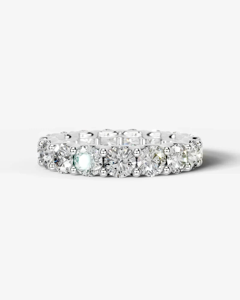 Lab Grown Diamond Round Cut Shared Prong Eternity Wedding Band Ring