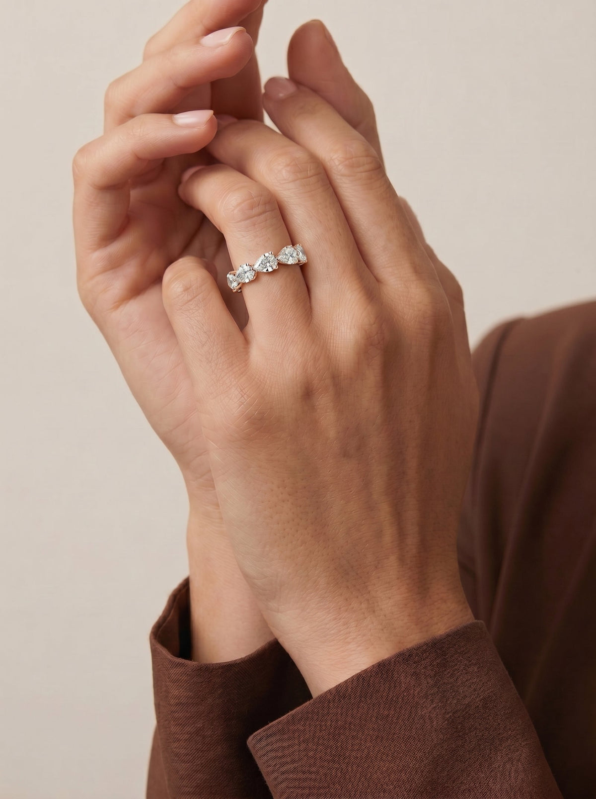 Lab Grown Diamond Reversed Pear Eternity Band Ring