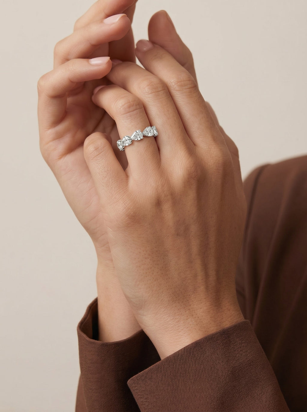 Lab Grown Diamond Reversed Pear Eternity Band Ring