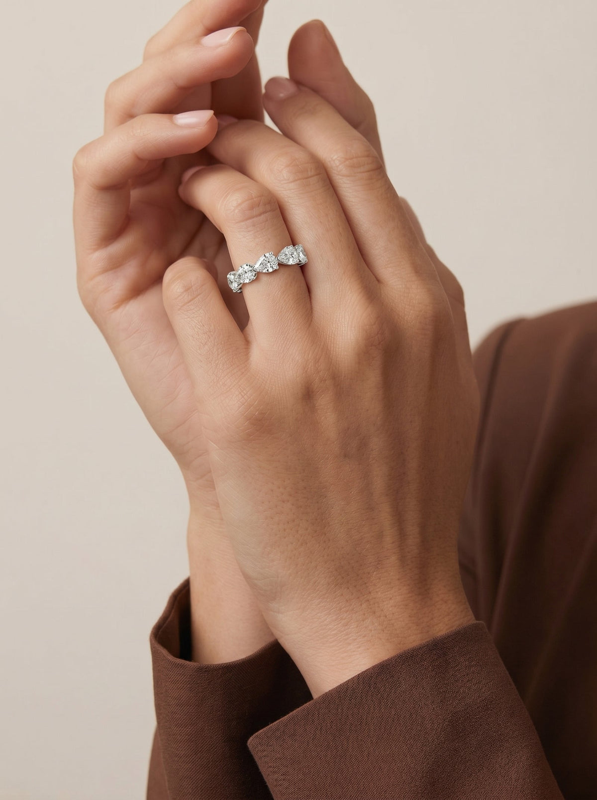 Lab Grown Diamond Reversed Pear Eternity Band Ring