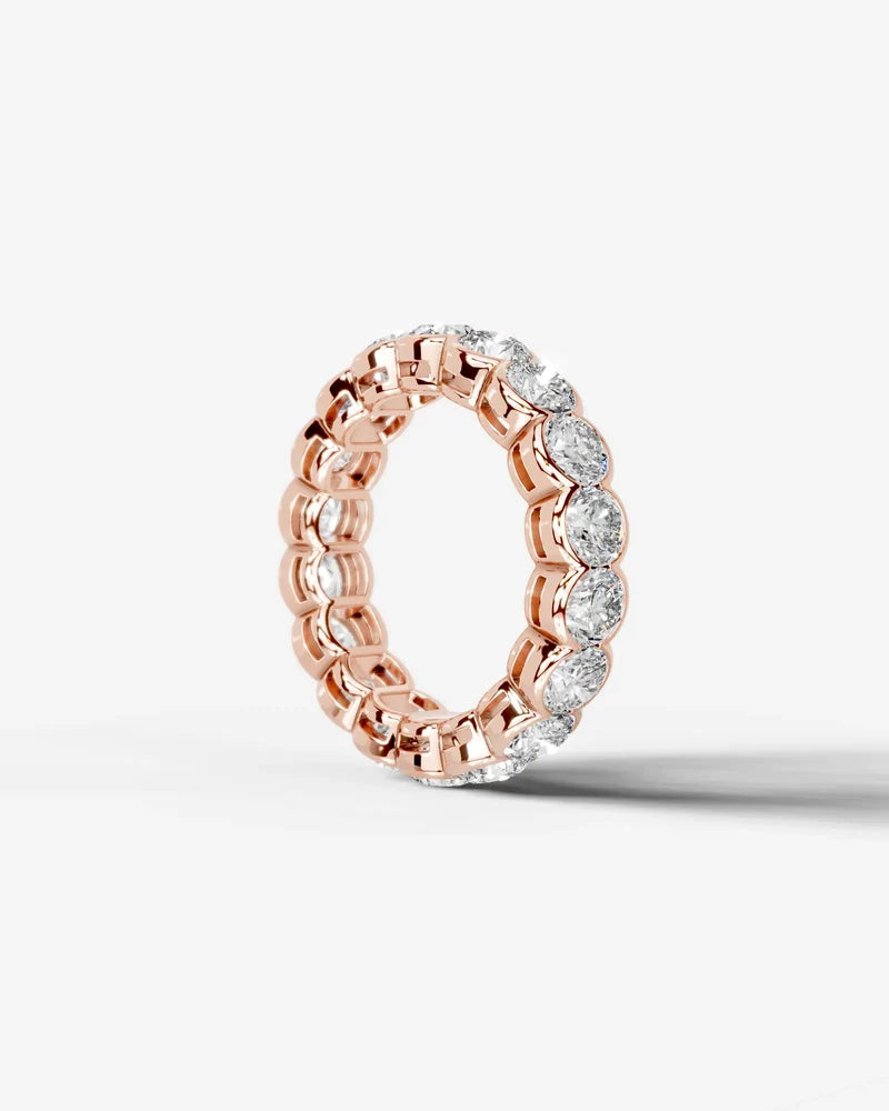 Lab Grown Diamond Round Cut Bezel Eternity Wedding Band Ring
