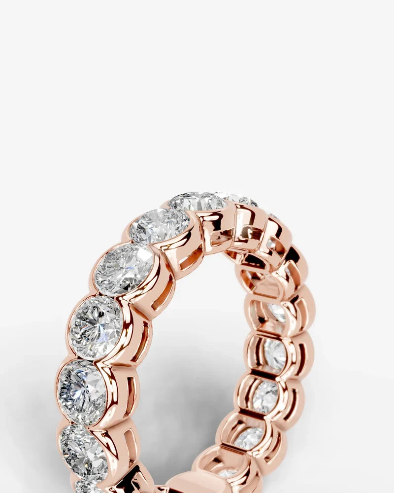 Lab Grown Diamond Round Cut Bezel Eternity Wedding Band Ring