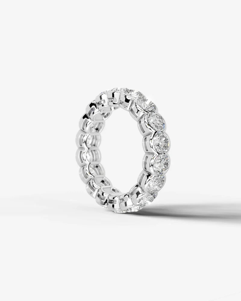 Lab Grown Diamond Round Cut Bezel Eternity Wedding Band Ring