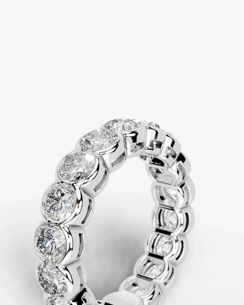 Lab Grown Diamond Round Cut Bezel Eternity Wedding Band Ring
