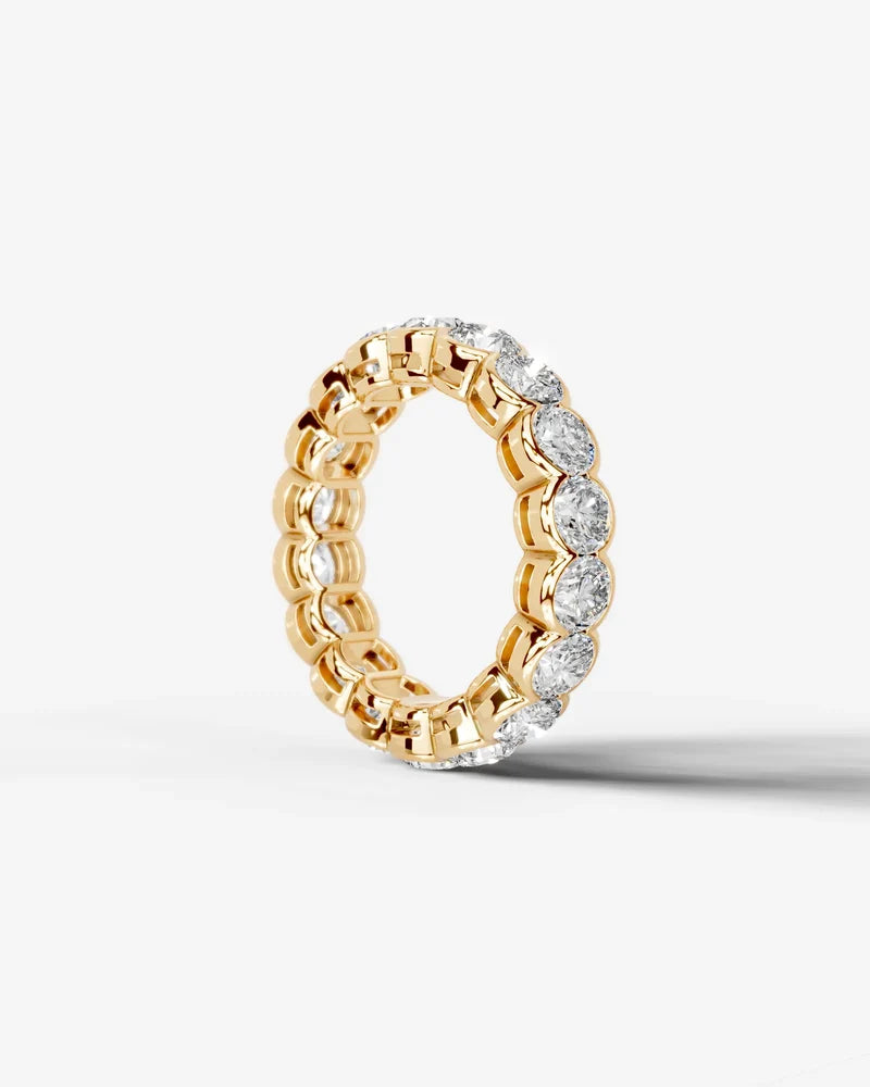 Lab Grown Diamond Round Cut Bezel Eternity Wedding Band Ring