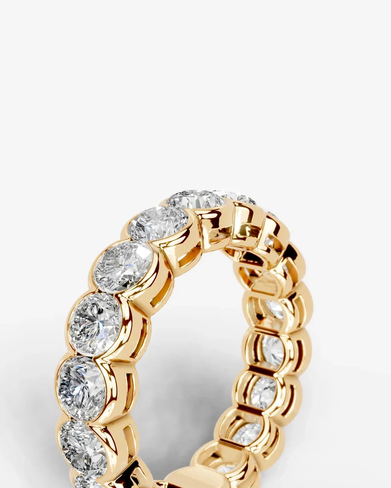 Lab Grown Diamond Round Cut Bezel Eternity Wedding Band Ring