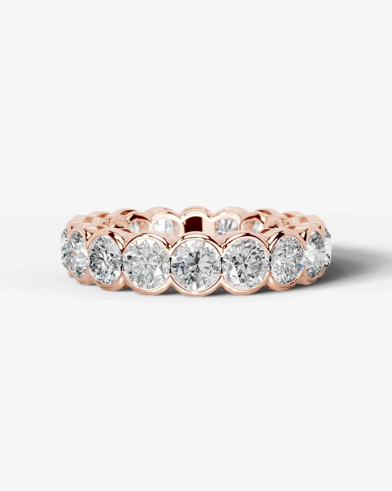 Lab Grown Diamond Round Cut Bezel Eternity Wedding Band Ring