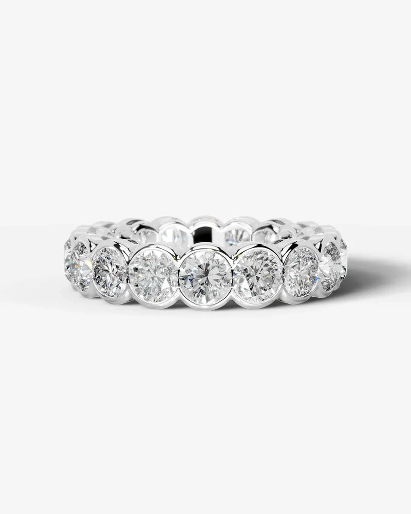 Lab Grown Diamond Round Cut Bezel Eternity Wedding Band Ring