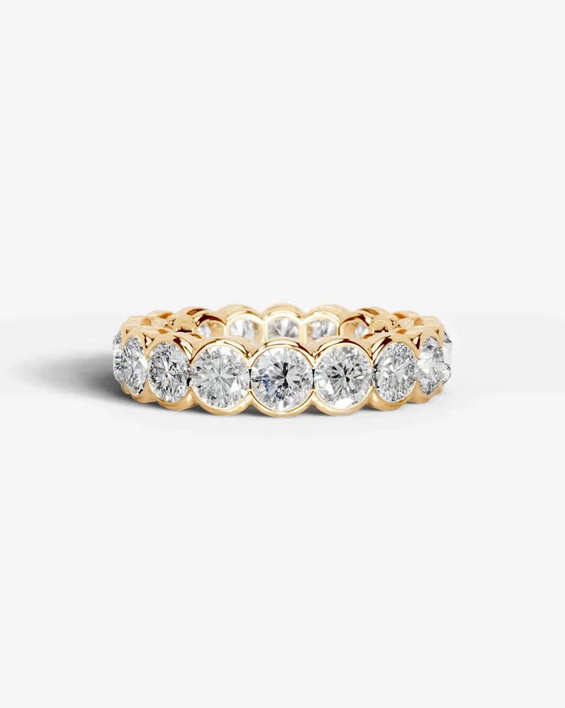 Lab Grown Diamond Round Cut Bezel Eternity Wedding Band Ring