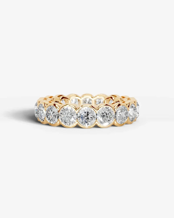Lab Grown Diamond Round Cut Bezel Eternity Wedding Band Ring