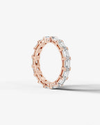 Lab Grown Diamond Emerald Cut East-West Shared Prong Eternity Wedding Band Ring