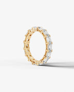 Lab Grown Diamond Emerald Cut East-West Shared Prong Eternity Wedding Band Ring